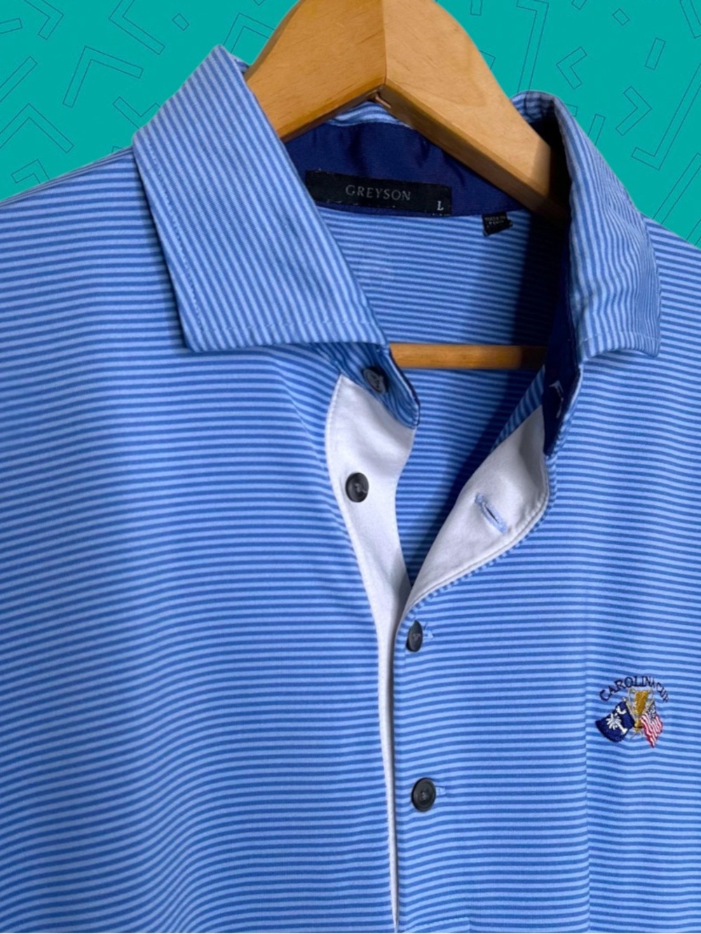 Greyson Blue Striped Golf Polo Shirt